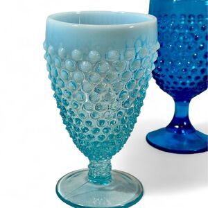 SET OF TWO- Fenton Hobnail Glass Goblets Cobalt/light blue -RED NOT AVAILABLE